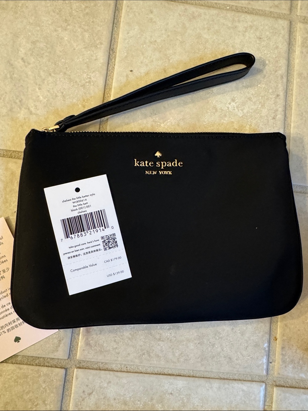 kate spade Chelsea the little better nylo black wristlet - Picture 2 of 7